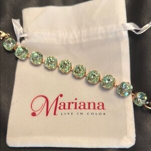 Mariana Green Crystal Bracelet with Silver-Toned Settings
